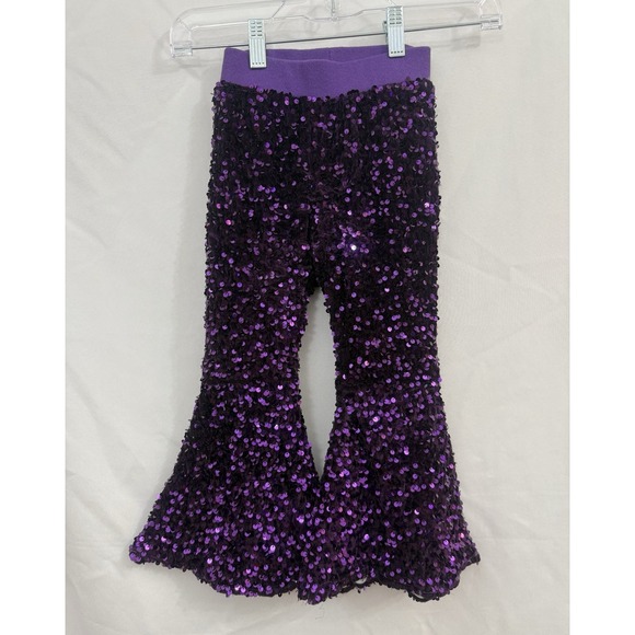 Other - Purple Sequin Mermaid Pull On Bell Bottom Pants Toddler Girls L 4T‎ Unbranded